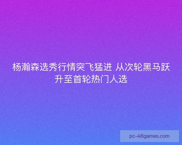 杨瀚森选秀行情突飞猛进 从次轮黑马跃升至首轮热门人选