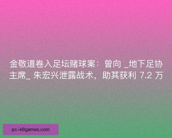 金敬道卷入足坛赌球案：曾向 _地下足协主席_ 朱宏兴泄露战术，助其获利 7.2 万